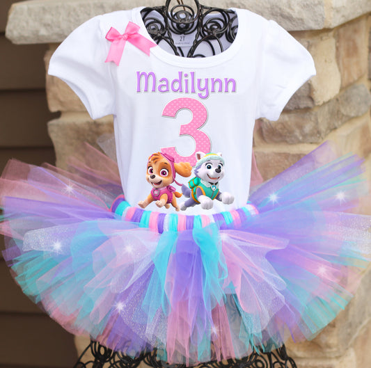 Paw Patrol Skye and Everest Birthday Tutu Outfit