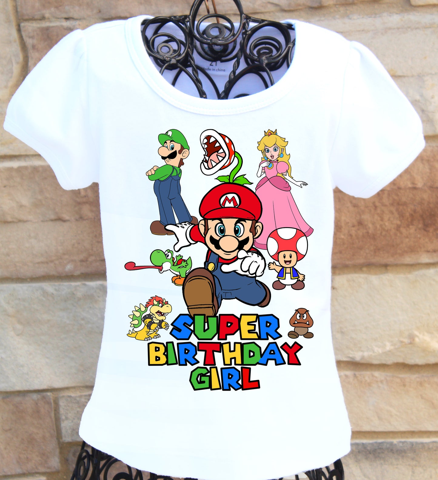 super mario birthday girl shirt