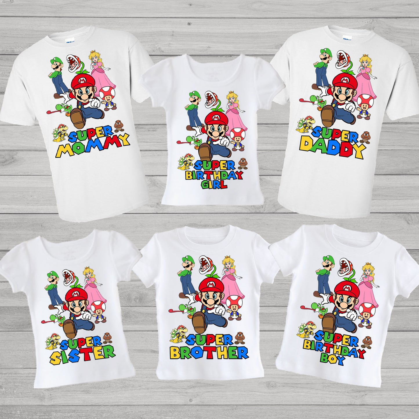 super mario family birthday shirts