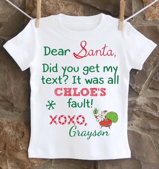 Boys Christmas Shirt Text to Santa