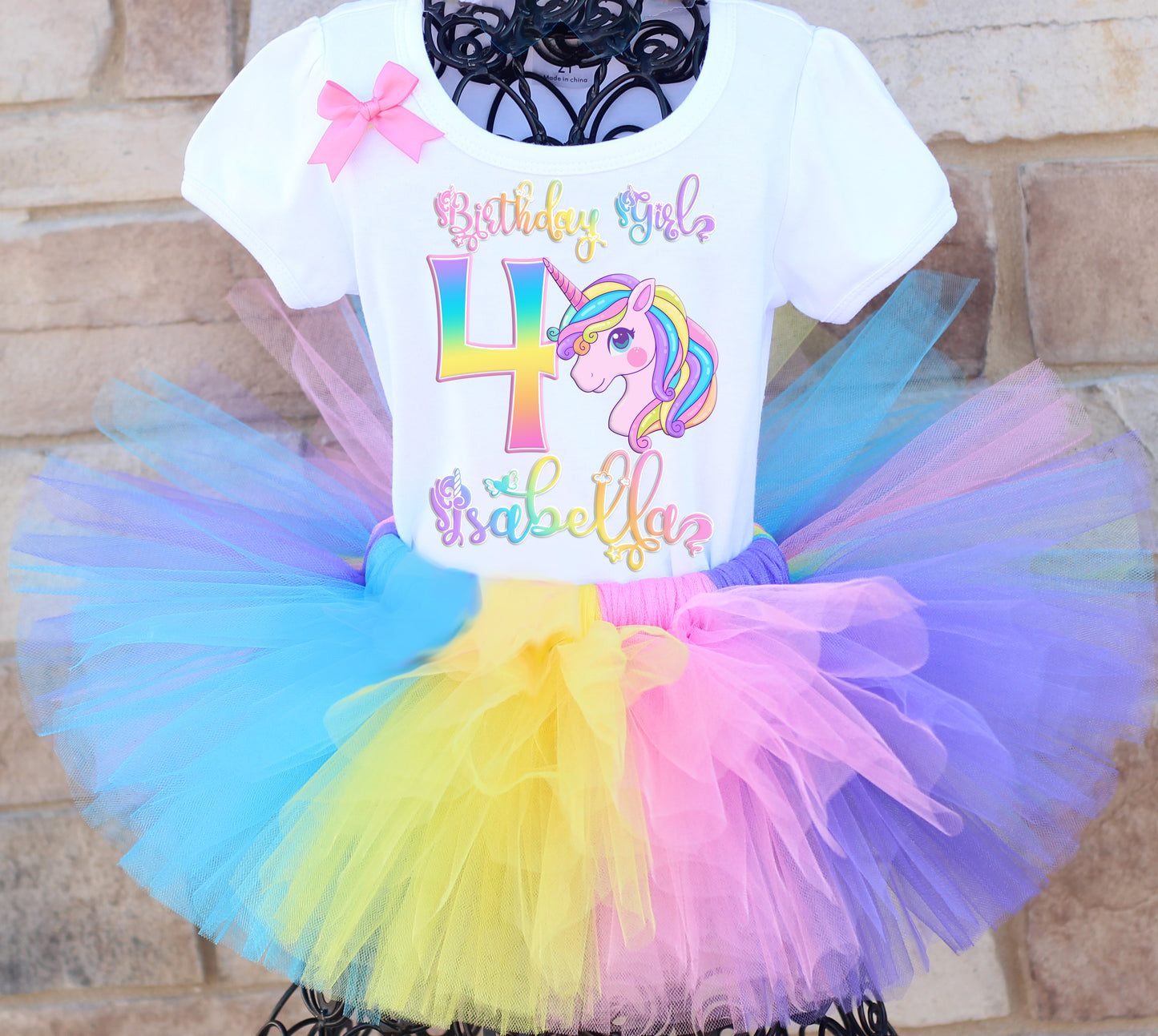 Rainbow unicorn birthday tutu outfit