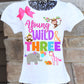 young wild and three brithday shirt