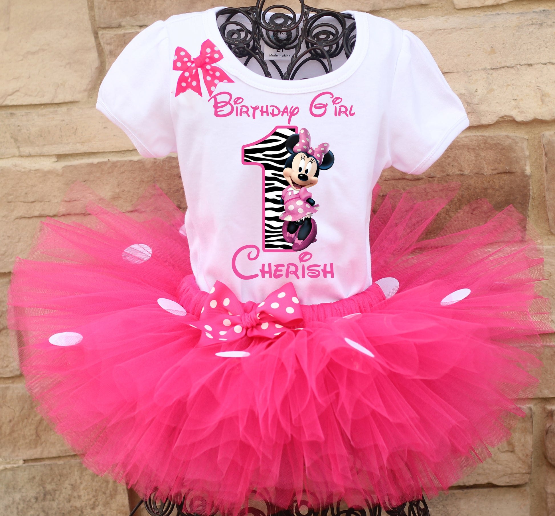 Zebra Minnie birthday tutu outfit