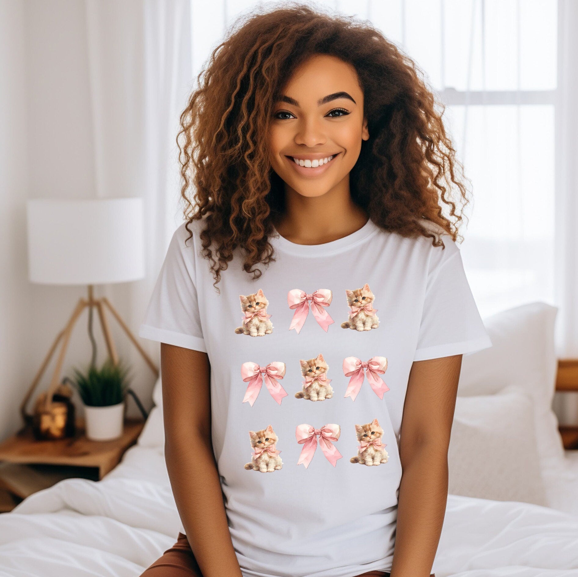 Coquette Cat T Shirt, Women T-shirt, Comfortable Cool Classic Girly Tee, Girly Kitten Coquette T Shirt, Women Gift, Cat Lover Tee
