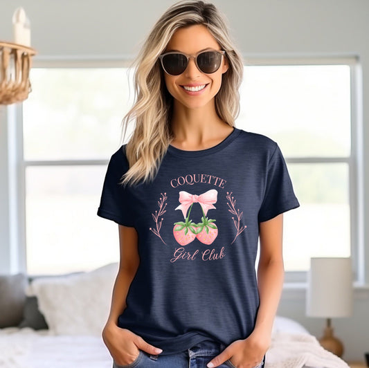 Coquette Girl Club T Shirt, Women T-shirt, Comfortable Cool Classic Girly Tee, Girly Graphic Tee, Women Gift
