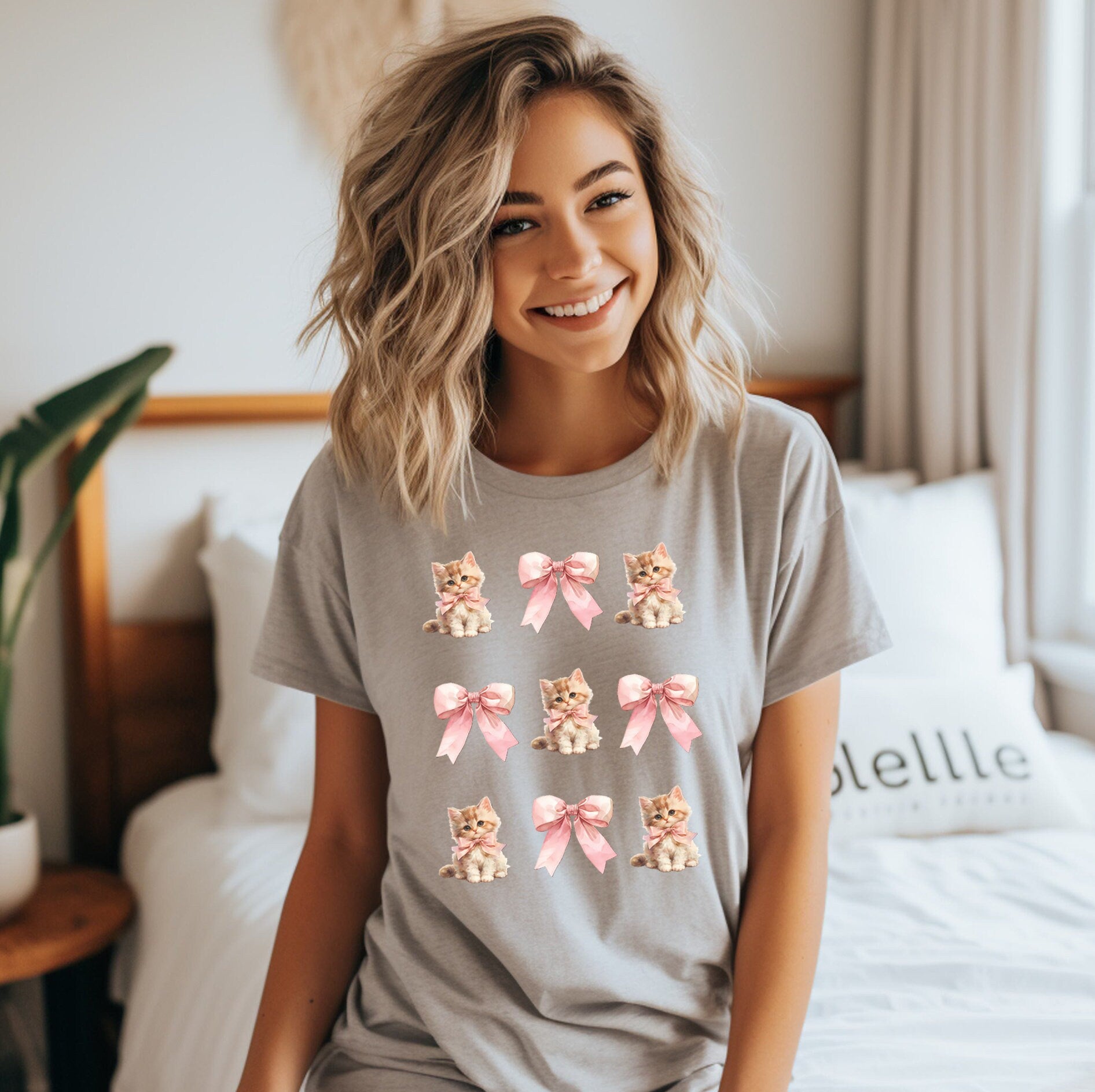 Coquette Cat T Shirt, Women T-shirt, Comfortable Cool Classic Girly Tee, Girly Kitten Coquette T Shirt, Women Gift, Cat Lover Tee