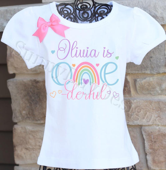 Boho Rainbow Onederful Birthday Shirt, First Birthday Shirt, Onederful Birthday Party, First Birthday Girl Shirt