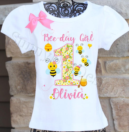 bee birthday girl shirt