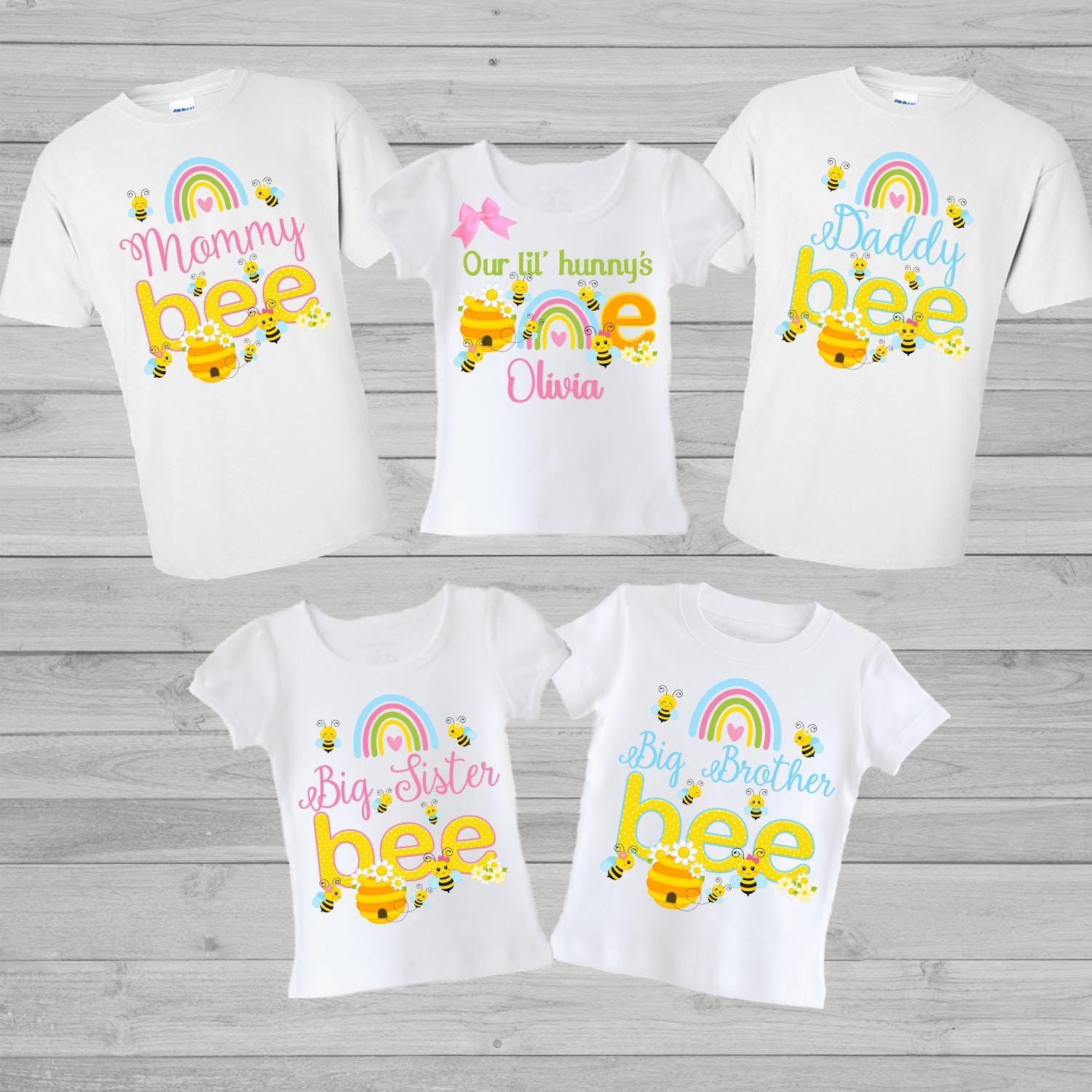 Bee themed family birthday shirts