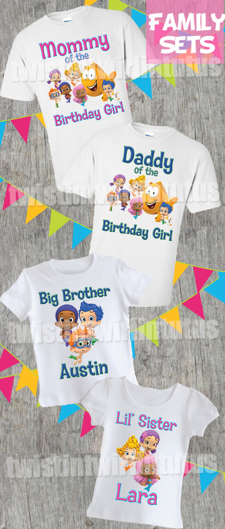 Bubble Guppies Family Birthday Shirts