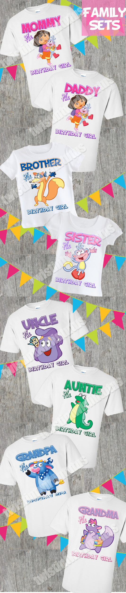 Dora Family Birthday Shirts