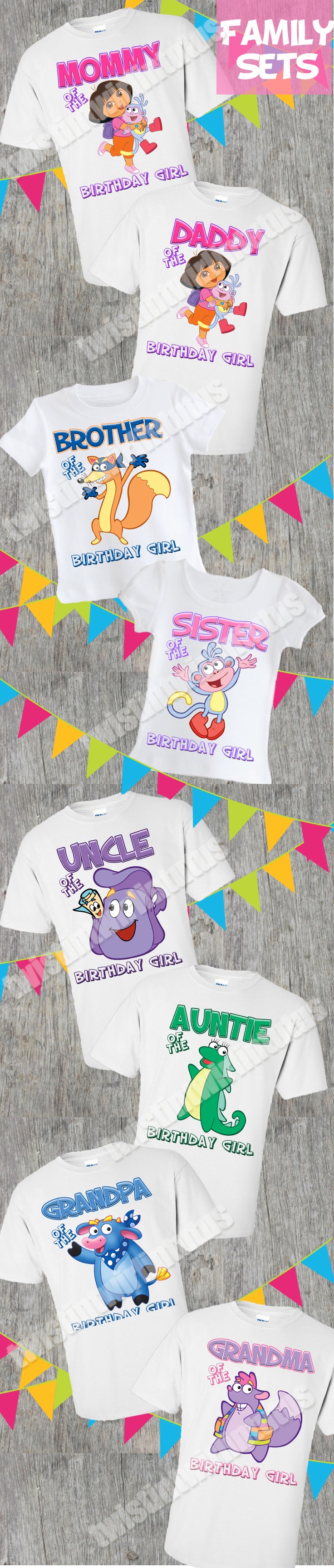 Dora Family Birthday Shirts