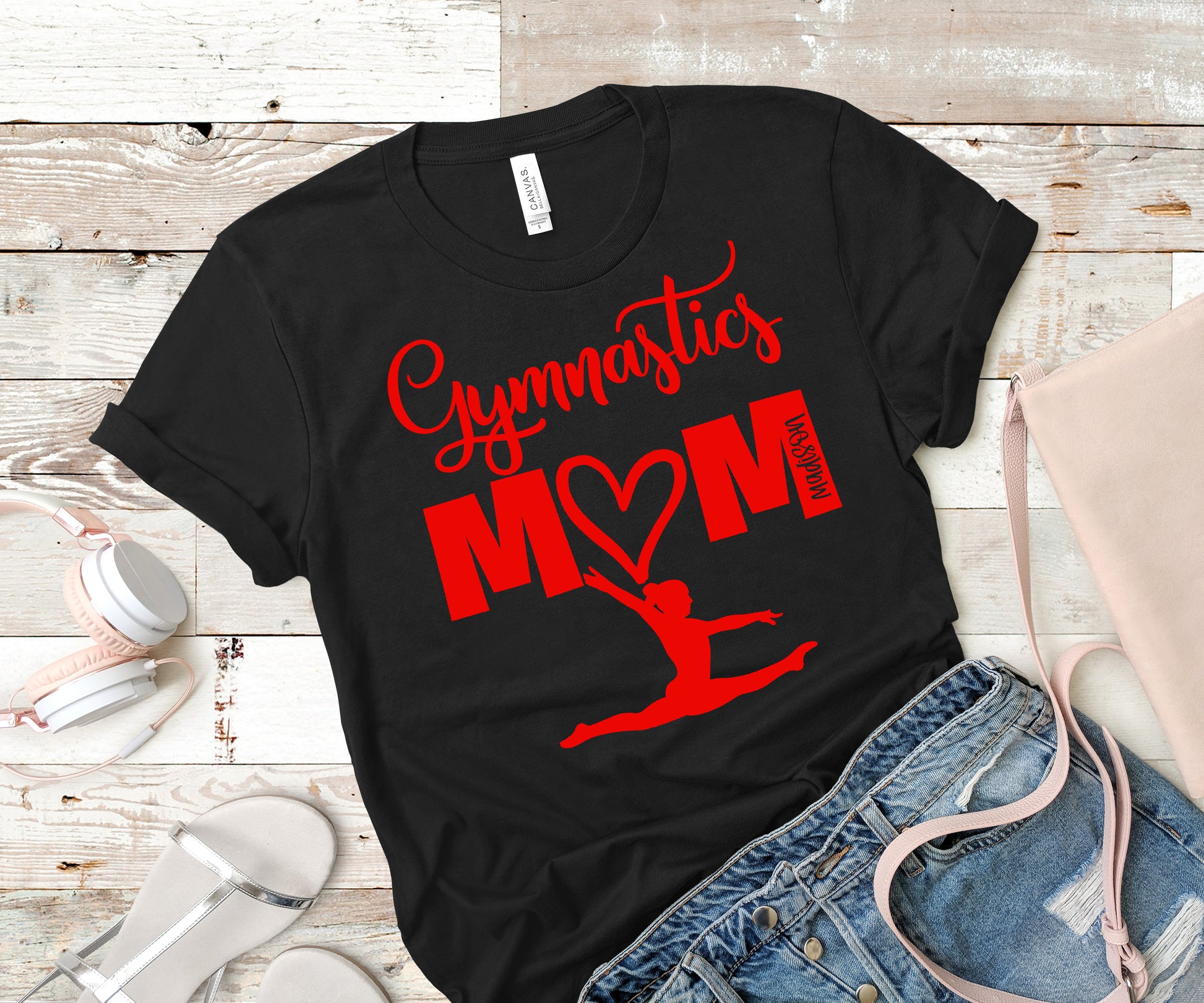 Black and red Gymnastics Mom Shirt