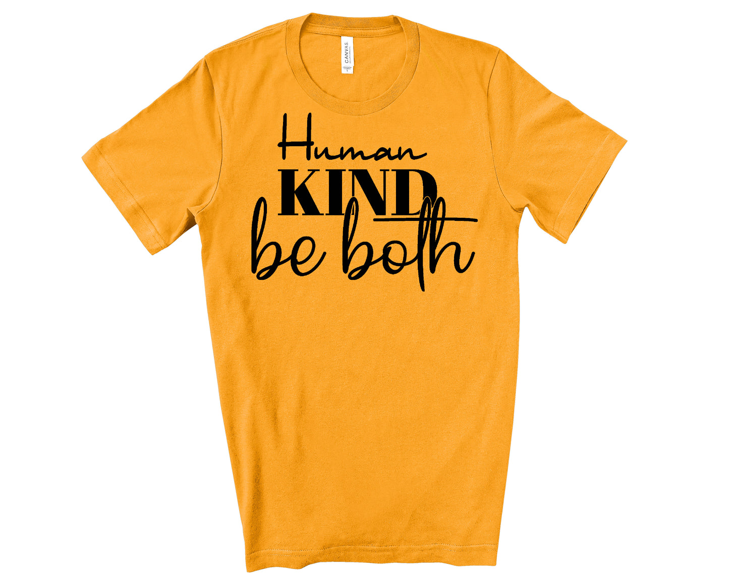 mens yellow human kind be both shirt