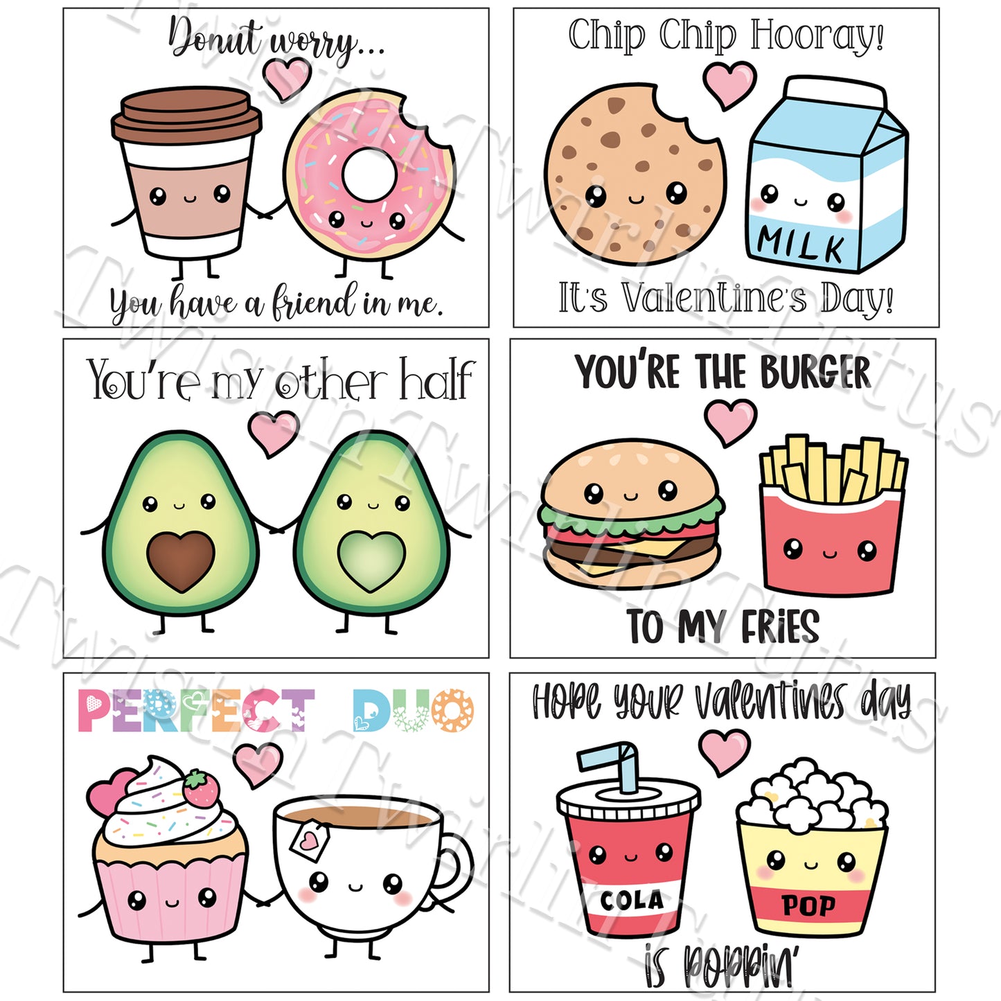 Kawaii Food Valentine Cards