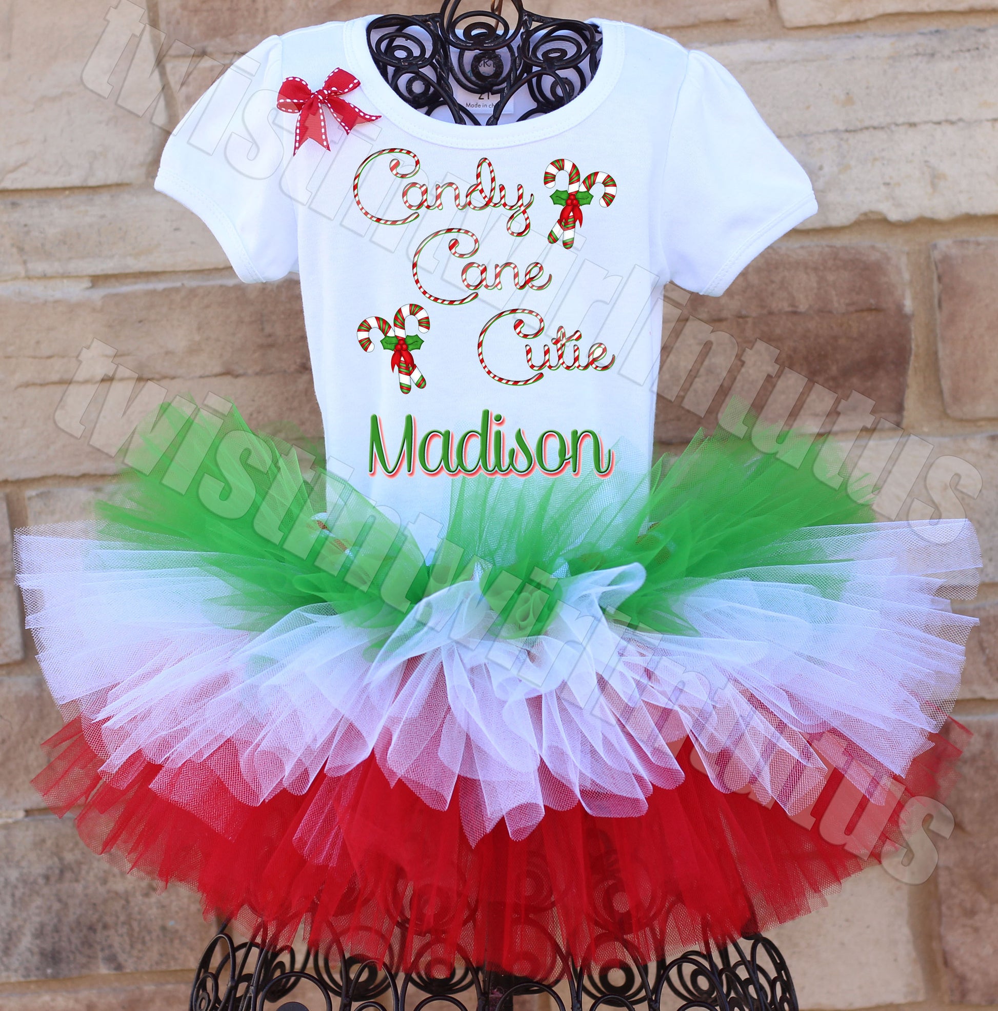 Girls Christmas Tutu Outfit Candy Cane Cutie