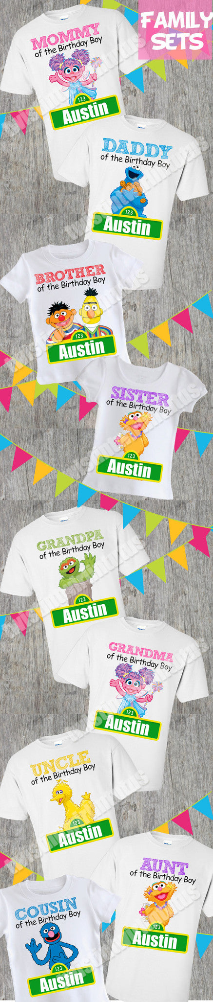 Sesame Street Birthday Shirt Family Set