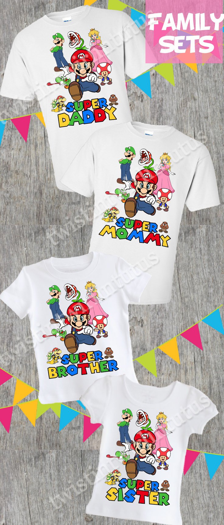 Super Mario Family Birthday Shirts